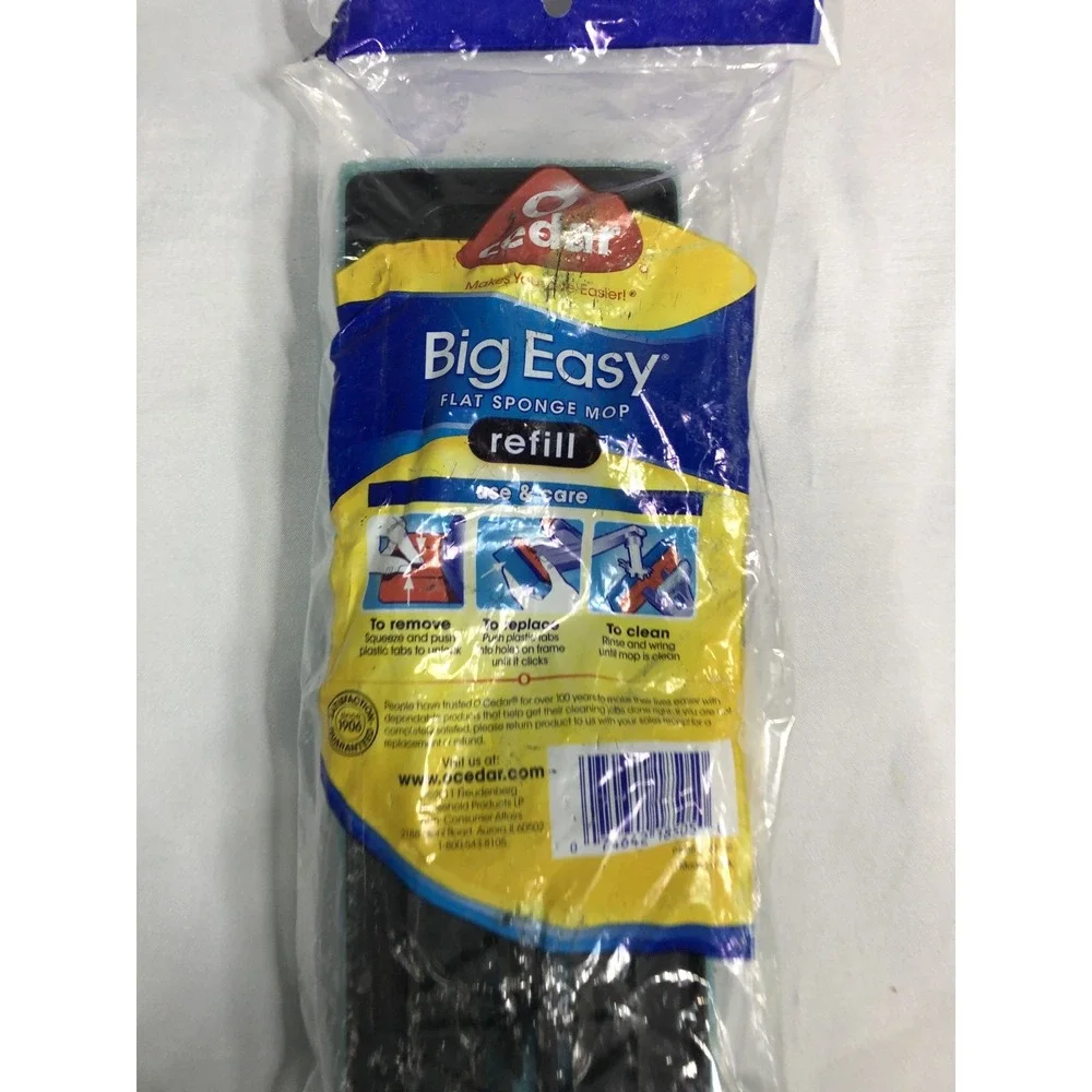 O Cedar Big Easy Flat Sponge Mop Refill New In Package Discontinued Snap-on Tabs